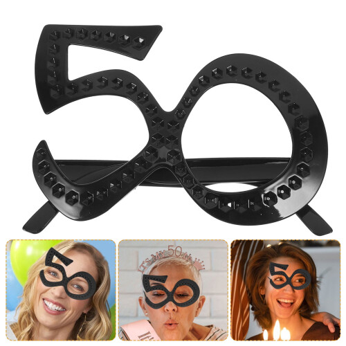 Γυαλιά 50ών Γενεθλίων Μαύρα Πλαστικά Αξεσουάρ Πάρτι 6 τεμάχια