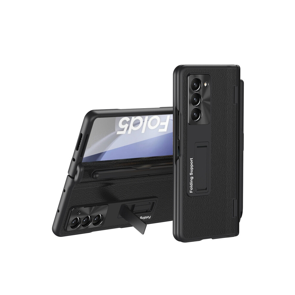 Compatible Gift Samsung Galaxy Z Fold6 Integrated Folding Hinge Leather Phone Case, No Pen(Black):For Samsung Galaxy Z Fold6 Black 4106343413920