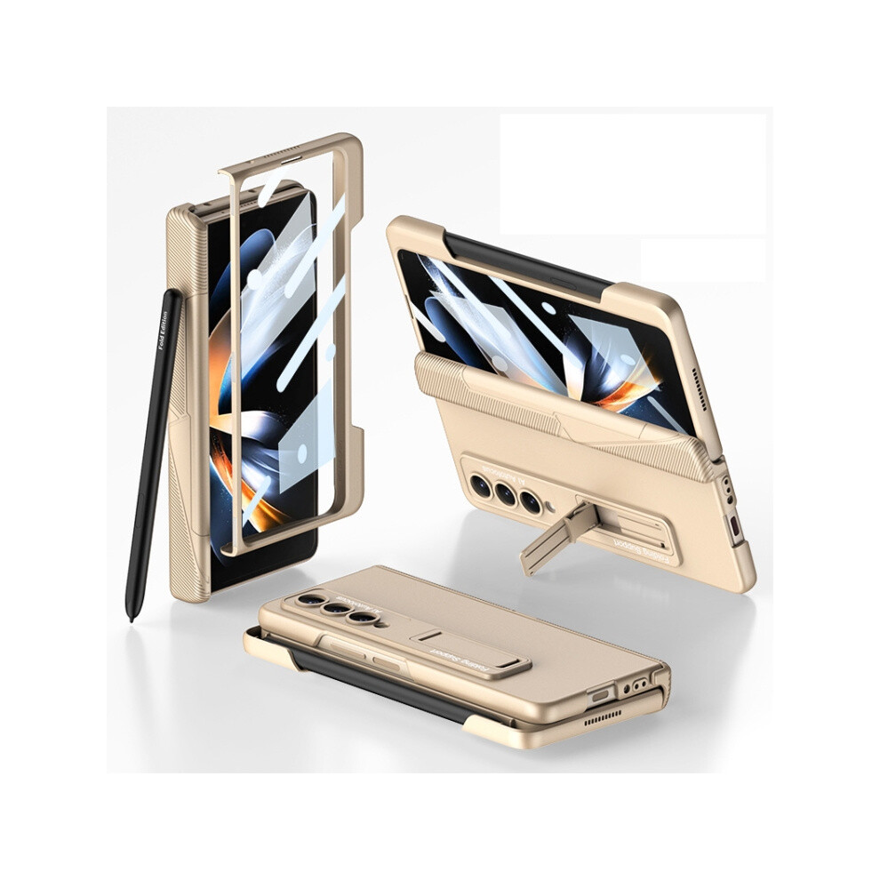 Compatible Gift Samsung Galaxy Z Fold4 Gkk Integrated Magnetic Folding Phone Case With Pen Slot(Champagne ):Champagne Gold 4106343414095
