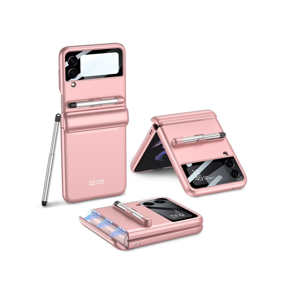 Compatible Gift Samsung Galaxy Z Flip3 5G Gkk Magnetic Full Coverage Phone Flip Case With Pen(Pink):For Samsung Galaxy Z Flip3 5G Pink 8273334366674