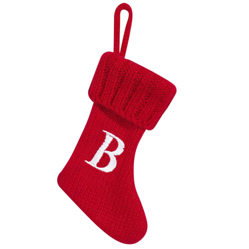 Roter Weihnachtsstrumpf mit gesticktem Anfangsbuchstaben, Polyester, 9,5
