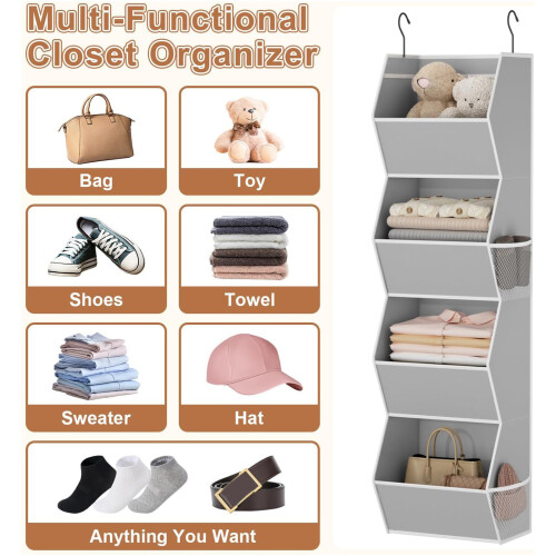 Vertical Hanging Closet System Featuring simple frame For-Gray 2