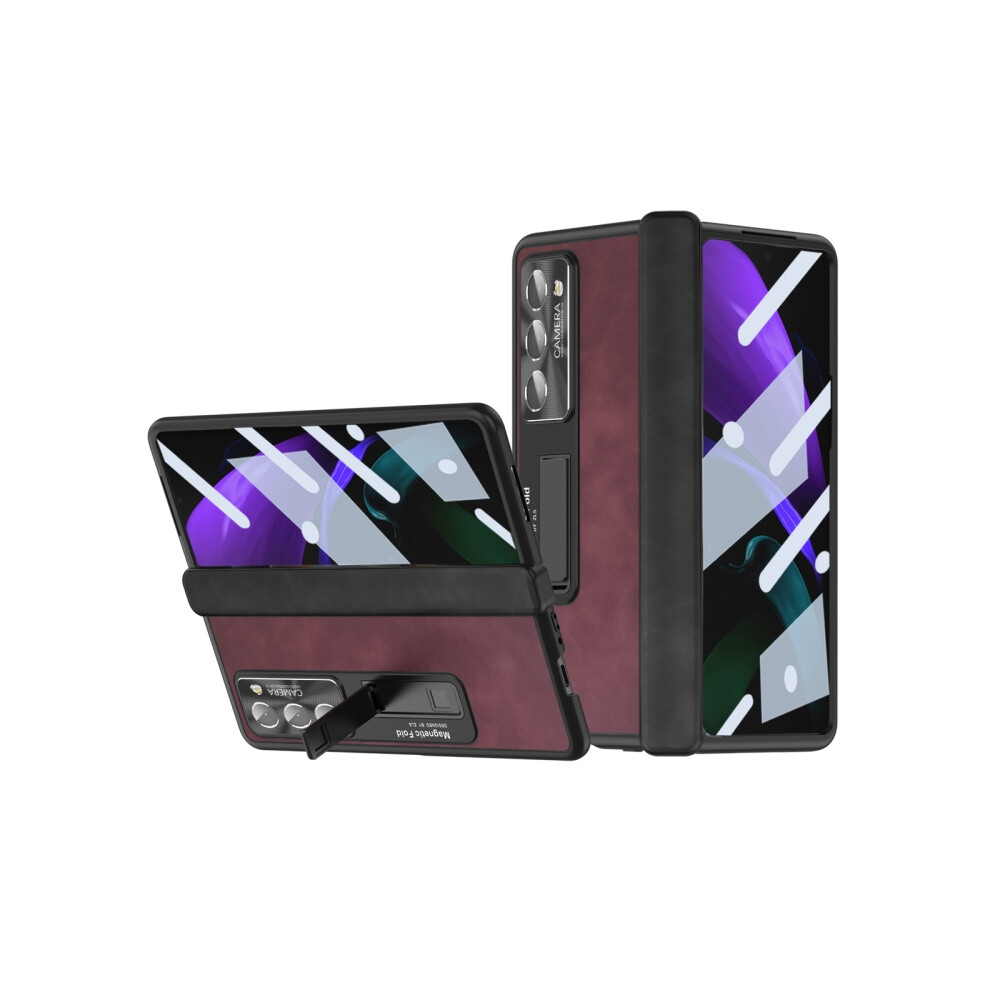 Nappa Texture Full Coverage Phone Case Compatible Gift Samsung Galaxy Z Fold2 5G (Red):For Samsung Galaxy Z Fold2 5G Red 4106343414347