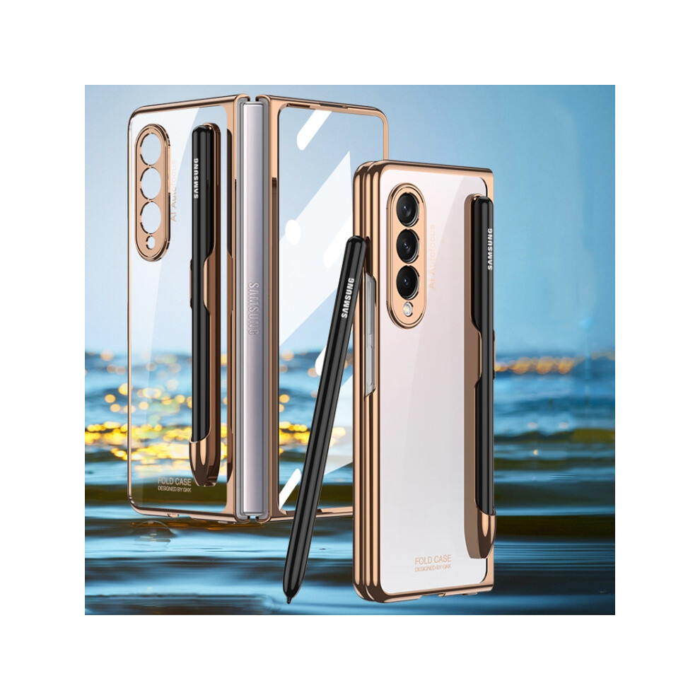 Gkk Integrated Case And Screen Protector Compatible Gift Samsung Galaxy Z Fold3 5G, Phantom Electroplated Phone Case With Pen Slot (Mystic ):Go Bronze 3053159226149