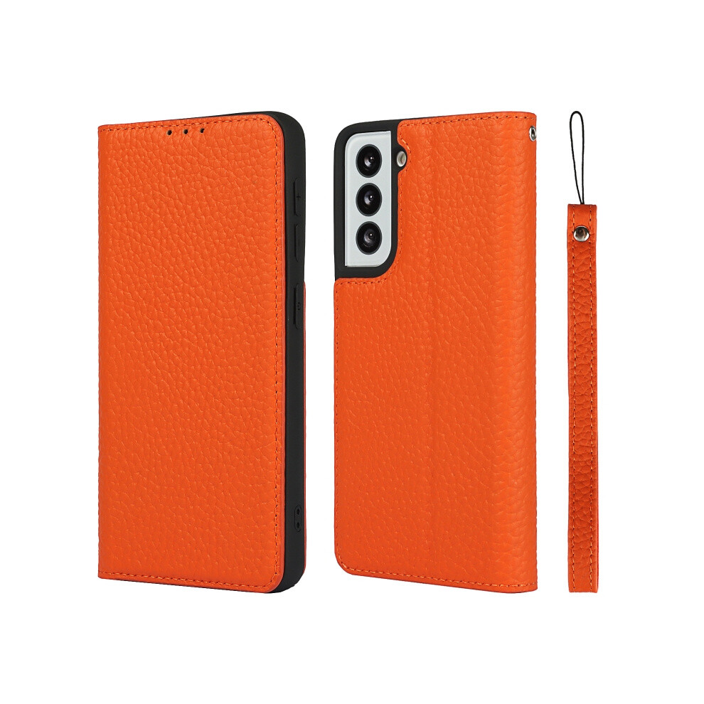 Compatible Gift Samsung Galaxy S21 5G Litchi Genuine Leather Phone Case(Orange):For Samsung Galaxy S21 5G Orange 4112112234177