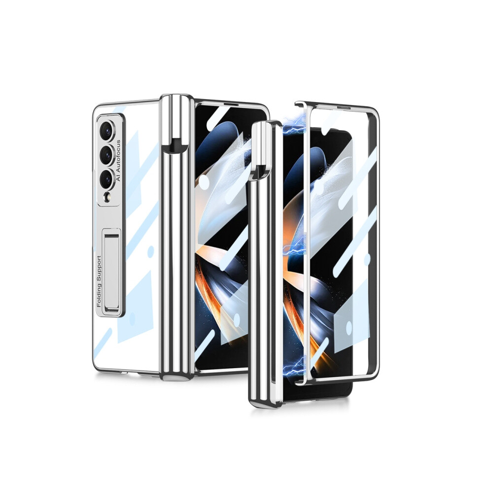Gkk Magnetic Folding Hinge Phantom Phone Case Compatible Gift Samsung Galaxy Z Fold4 With Pen Slot (Silver):Silvery Silver 8235414201381