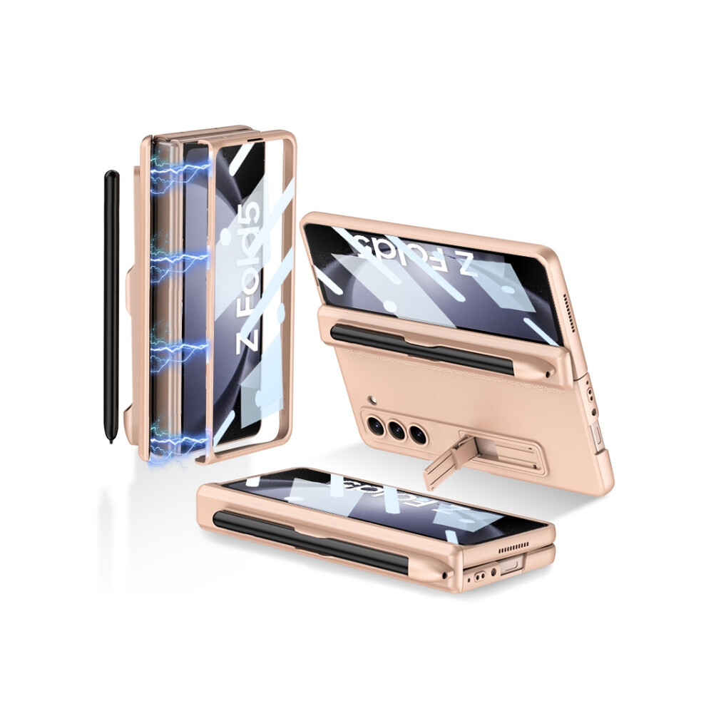 Gkk Magnetic Folding Full Coverage Phone Case Compatible Gift Samsung Galaxy Z Fold5 With Pen Slot (Mystic ):For Samsung Galaxy Z Fold5 Bronze 4908972320705
