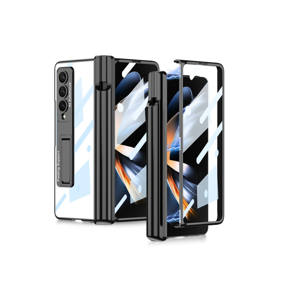 Compatible Gift Samsung Galaxy Z Fold4 Gkk Magnetic Fold Hinge Shockproof Phone Case With Pen Slots(Black): Black 8235414201374