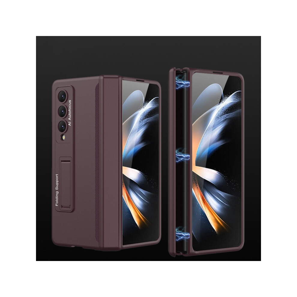 Gkk Magnetic Hinge Folding Full Coverage Phone Case Compatible Gift Samsung Galaxy Z Fold4 (Wine ): Red/Burgundy 8303483114861