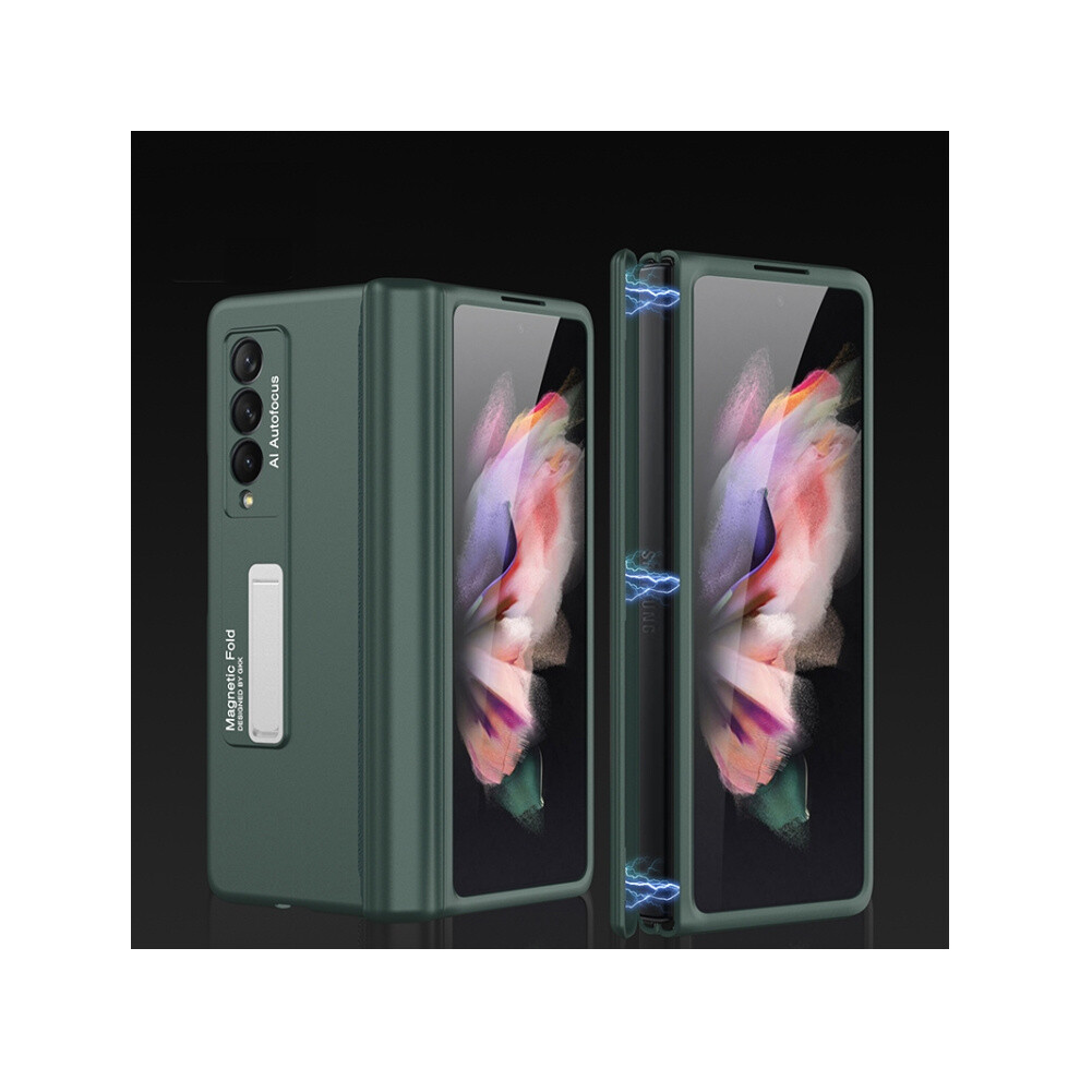 Gkk Magnetic Folding Full Coverage Case With Stand Compatible Gift Samsung Galaxy Z Fold3 5G (Midnight ):Dark Green 8303483115011
