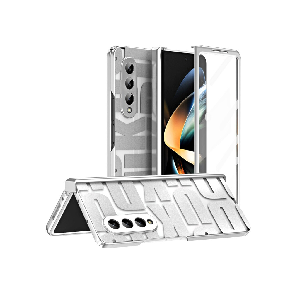 Compatible Gift Samsung Galaxy Z Fold4 5G Trendy Series Integrated Electroplated Folding Phone Case With Hinge (Elegant ):For Samsung Galaxy Z Silver 7634938127688