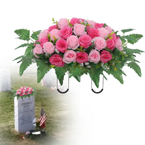 Șa artificială cu trandafiri de cimitir, 27x19x6in 1