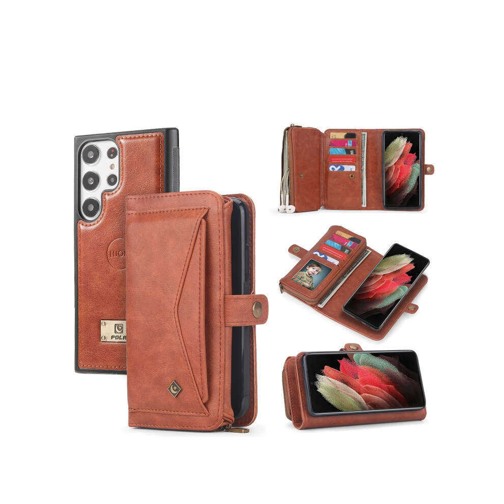 Multi-Functional Zippered Wallet Case Compatible Gift Samsung Galaxy S23 Ultra 5G (Orange):For Samsung Galaxy S23 Ultra 5G Orange 7634938127268