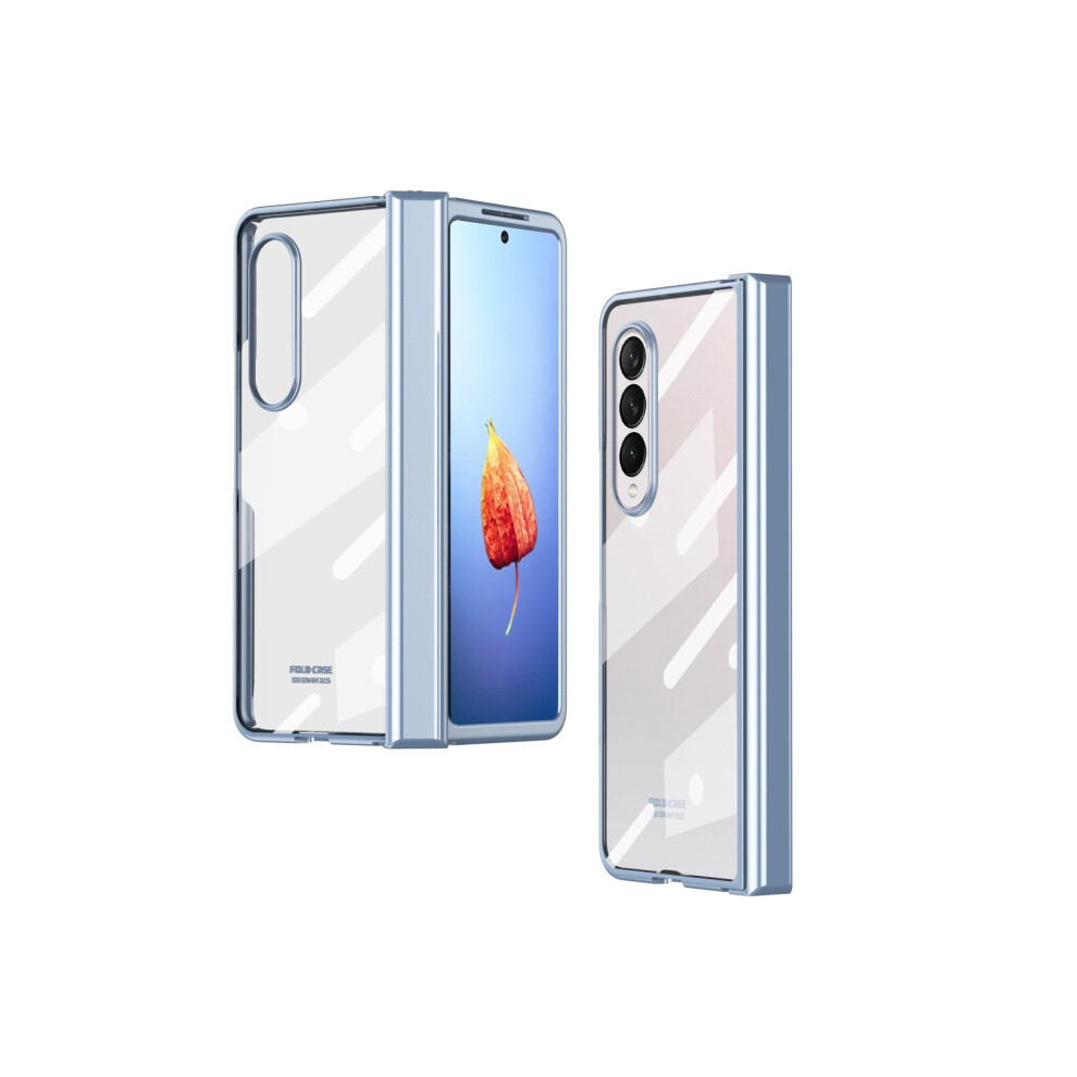 Full-Coverage Electroplated Hinge Phone Case Compatible Gift Samsung Galaxy Z Fold4 (Without Screen Protector, ): Blue 7634938127596