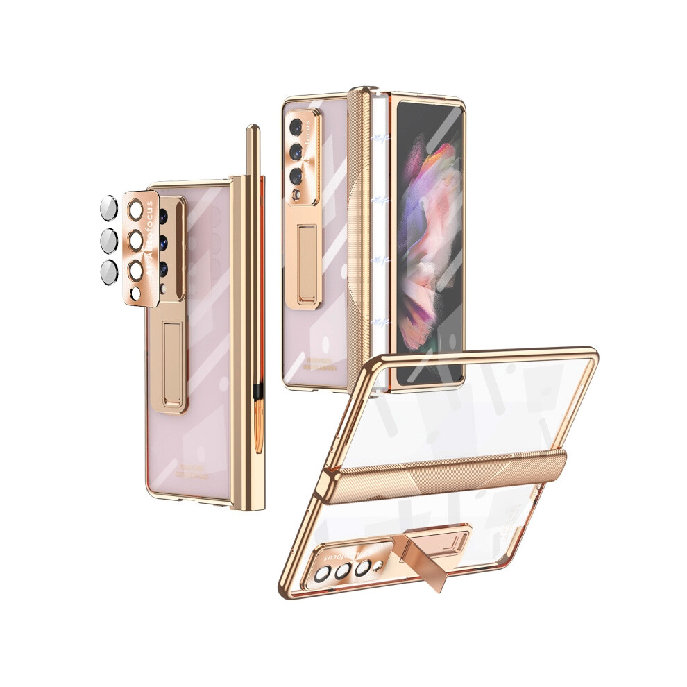 Magnetic Hinge Electroplated Phone Case With Stand Compatible Gift Samsung Galaxy Z Fold4 5G (Champagne ):For Samsung Galaxy Z Fold4 5G Gold 5083585347086
