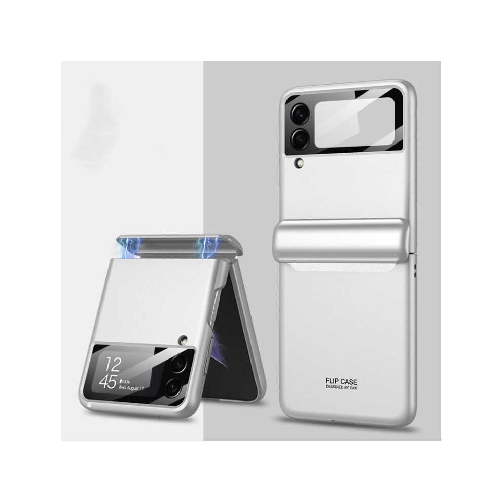 Gkk Magnetic Folding Full Coverage Case Compatible Gift Samsung Galaxy Z Flip3 5G (Silver):Silvery Silver 8235414201176