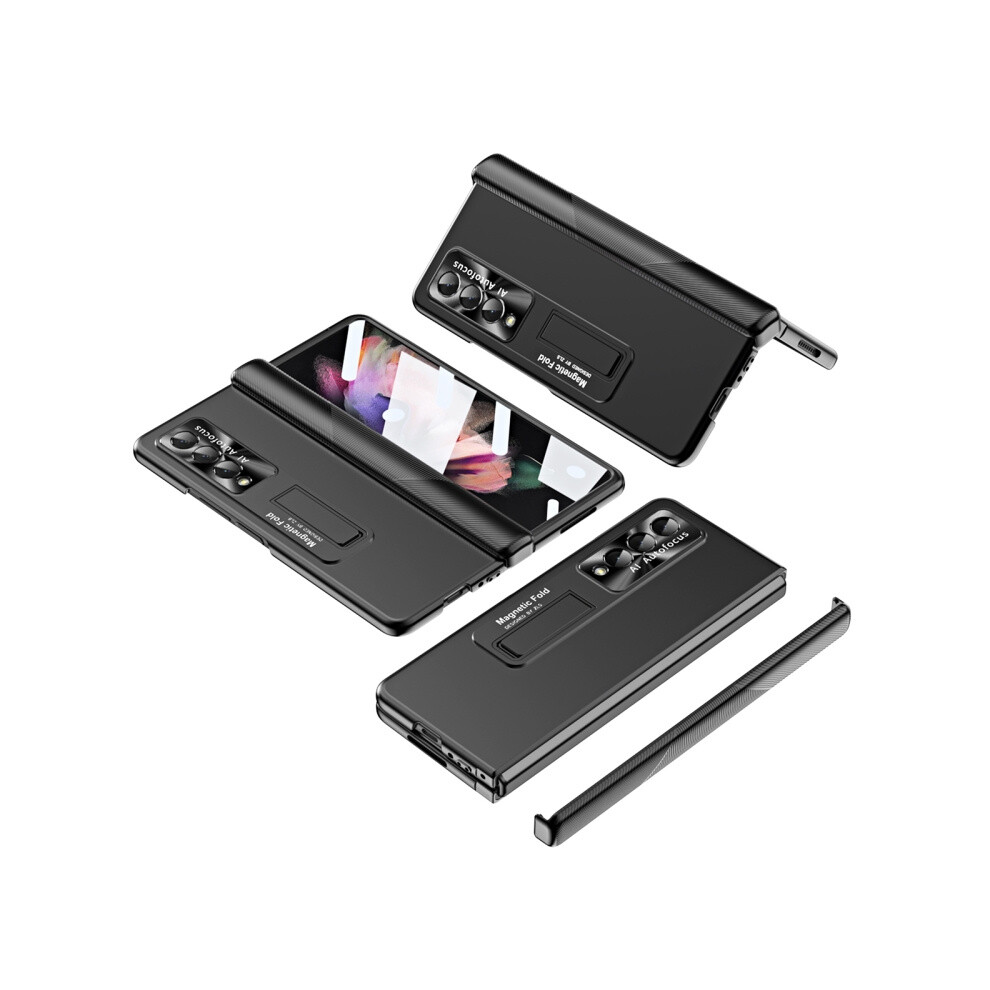 Compatible Gift Samsung Galaxy Z Fold3 5G Electroplating Corrugated Hinge Folding Phone Case(Black):For Samsung Galaxy Z Fold3 5G Black 7634938127435