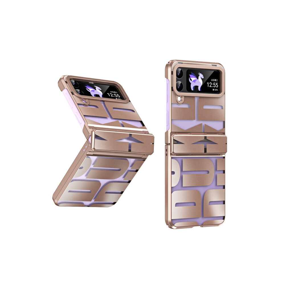 Dies Ist Eine Trendige, Galvanisierte All-In-One-Falthülle Mit Scharnier, Kompatibel Mit Dem Samsung Galaxy Z Flip4 5G (Roségold). 7634938127633