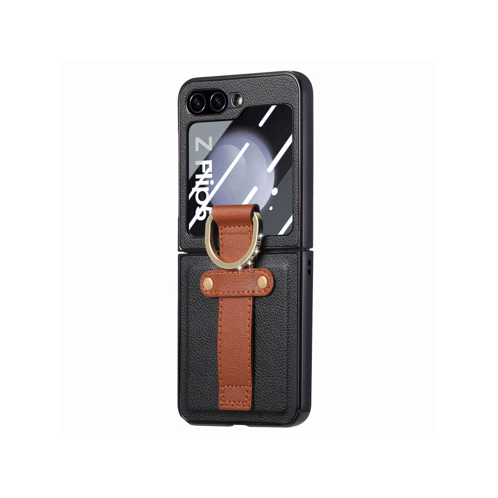 Samsung Galaxy Z Flip5 5G Glorious Electroplated Case With Integrated Ring Compatible Gift Phone Protection (Black):For Samsung Galaxy Z Flip5 5G Black 3785934256545