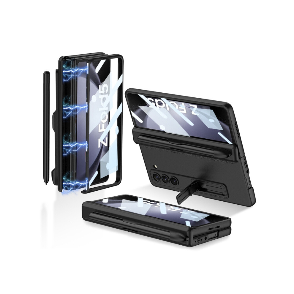 Gkk Magnetic Folding Full Coverage Phone Case Compatible Gift Samsung Galaxy Z Fold5 With Pen Slot (Cool ):For Samsung Galaxy Z Fold5 Black 4908972320682
