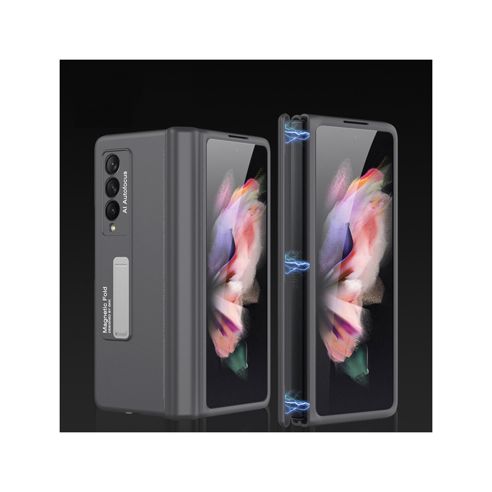 Gkk Magnetic Folding Full Coverage Case With Stand Compatible Gift Samsung Galaxy Z Fold3 5G (Cold Mountain ): Gray/Grey 8303483115004