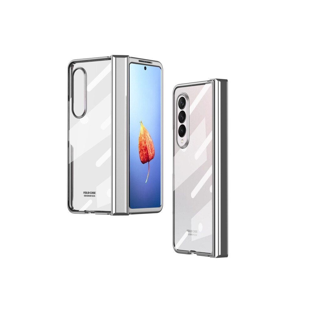 Full-Coverage Electroplated Hinge Phone Case Compatible Gift Samsung Galaxy Z Fold4 (Silver) Without Screen Protector.:Silvery Silver 7634938127572