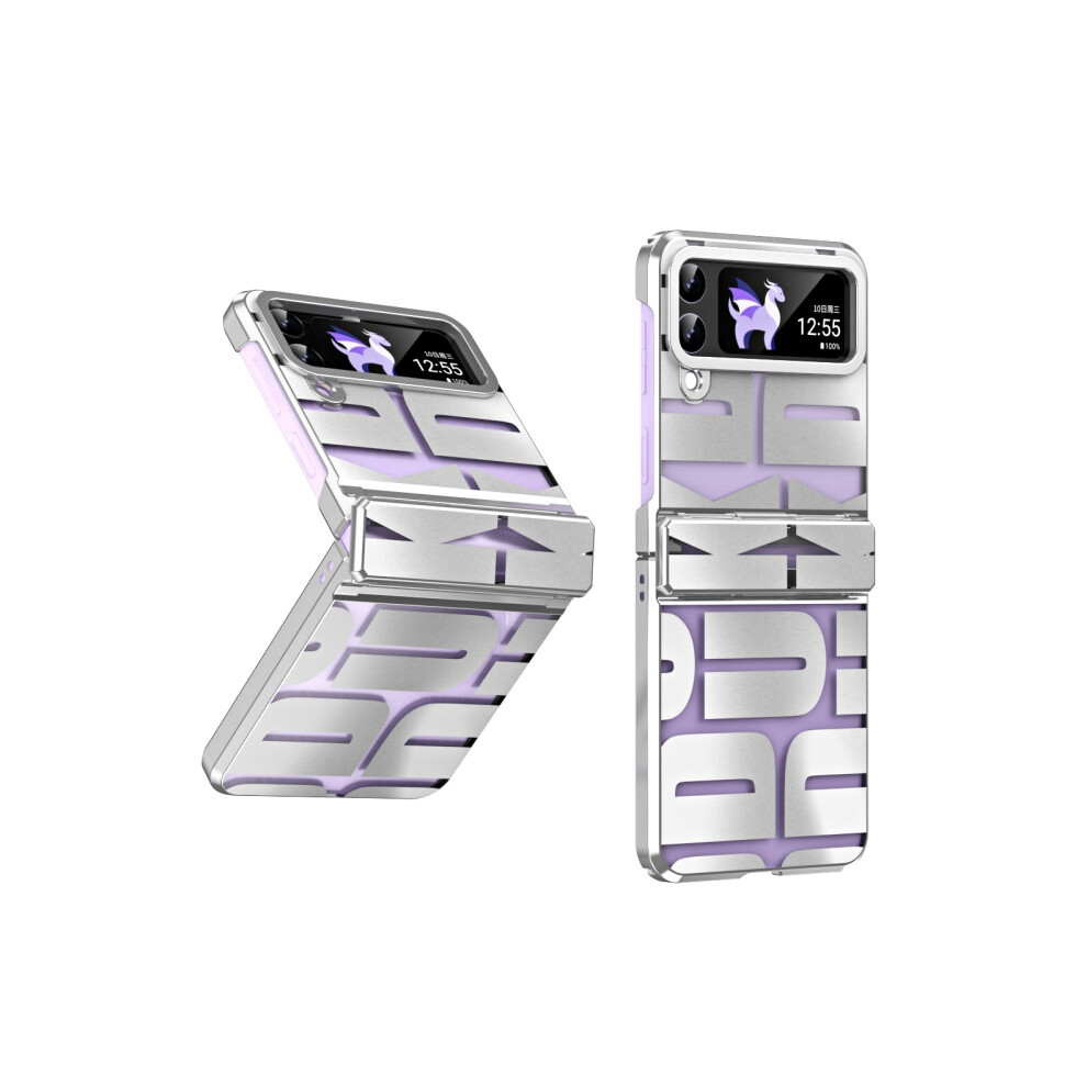Compatible Gift Samsung Galaxy Z Flip4 5G Trendy Series Integrated Electroplated Folding Phone Case With Hinge (Elegant ):For Samsung Galaxy Z Silver 7634938127671