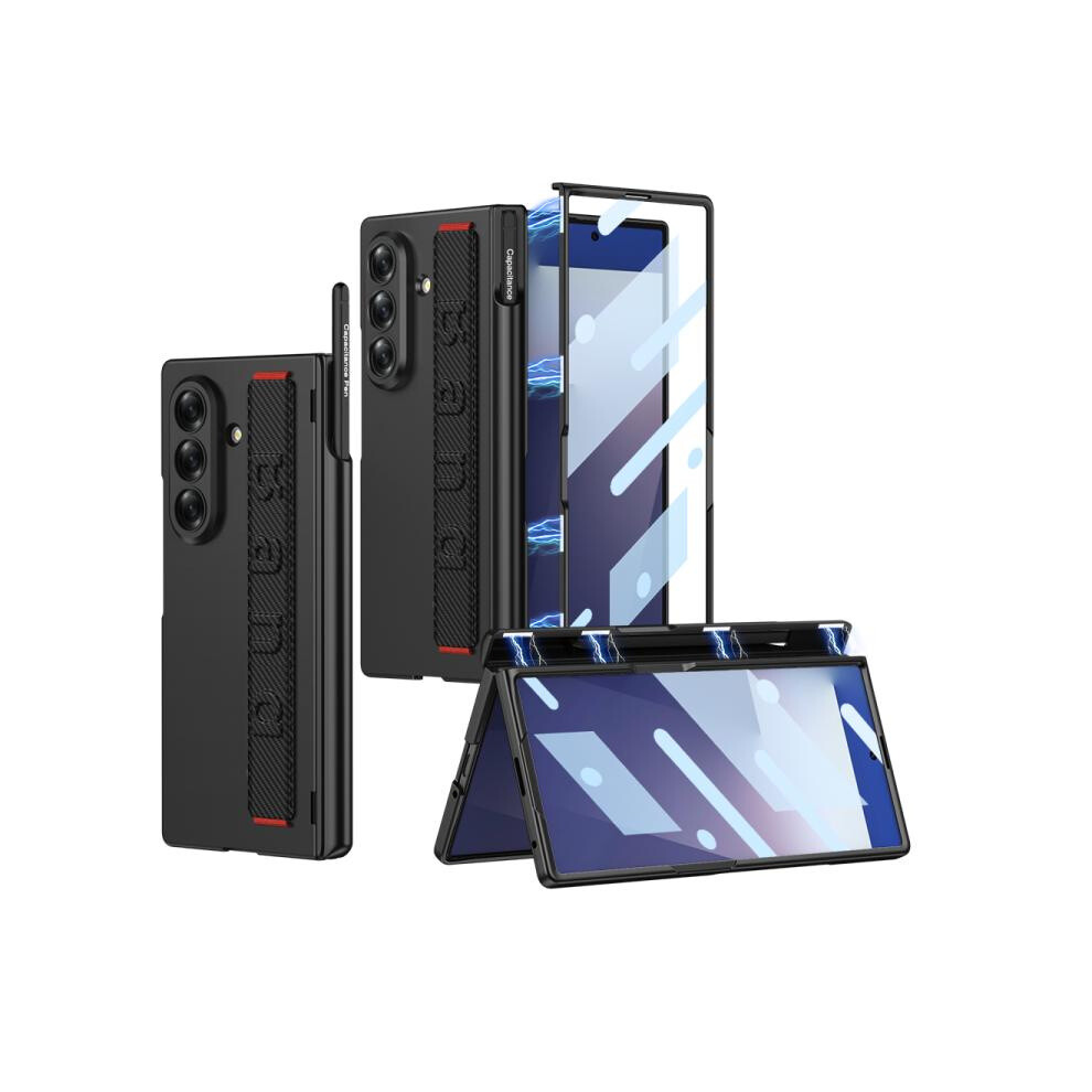 Compatible Gift Samsung Galaxy Z Fold7 5G Gkk Integrated Magnetic Folding Hinge Phone Case With Wrist Strap & Pen Holder(Carbon Fiber):For Samsung Ga 7433040369234