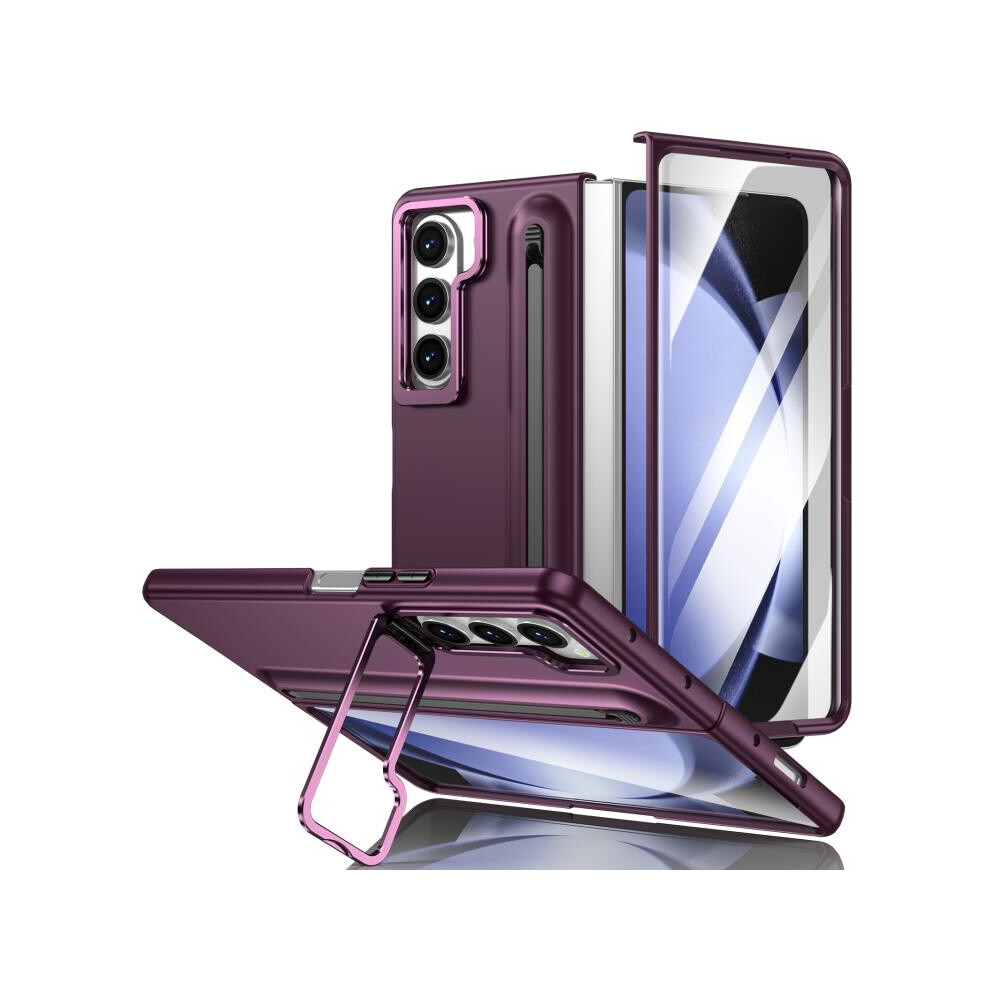 Wine Integrated Case With Pen Slot Compatible Gift Samsung Galaxy Z Fold5 5G, Shockproof And Skin-Friendly Phone Case With Pen Slot:for Samsung G Red 5484829341301