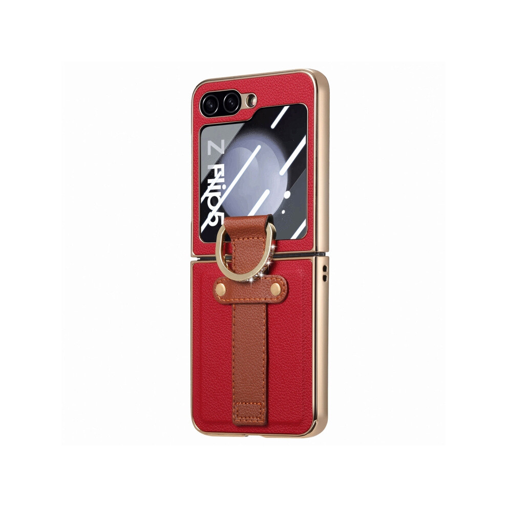 Samsung Galaxy Z Flip5 5G Glorious Electroplated Case With Integrated Ring Compatible Gift Phone Protection (Red):For Samsung Galaxy Z Flip5 5G Red 3785934256538