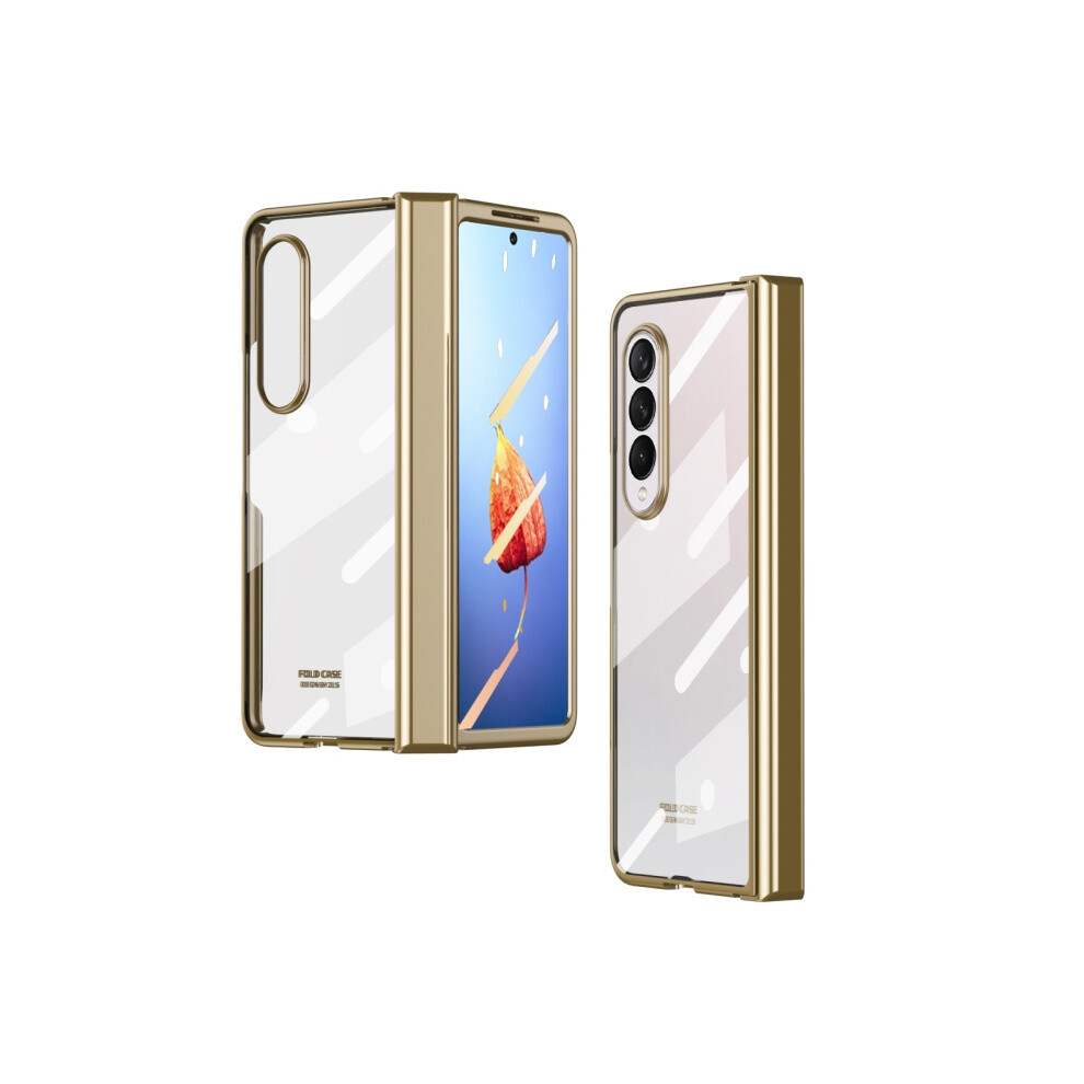 Full-Coverage Electroplated Hinge Phone Case With Screen Protector Compatible Gift Samsung Galaxy Z Fold4 ().:En Gold/Golden 3248990255384