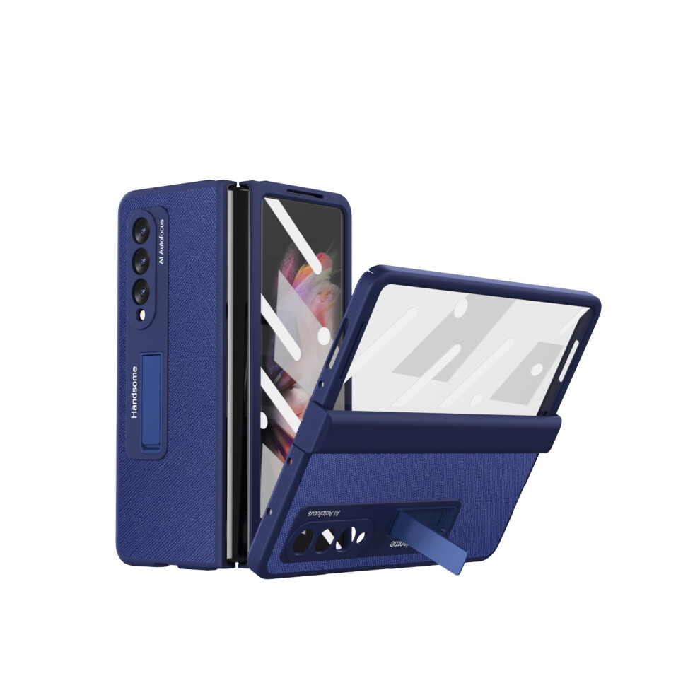 Integrated Cross-Hinged Flip Phone Case Compatible Gift Samsung Galaxy Z Fold3 (Blue): Blue 4552314290241