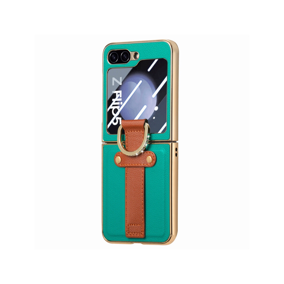 Samsung Galaxy Z Flip5 5G Glorious Electroplated Case With Integrated Ring Compatible Gift Phone Protection (Green):For Samsung Galaxy Z Flip5 5G Green 3785934256507