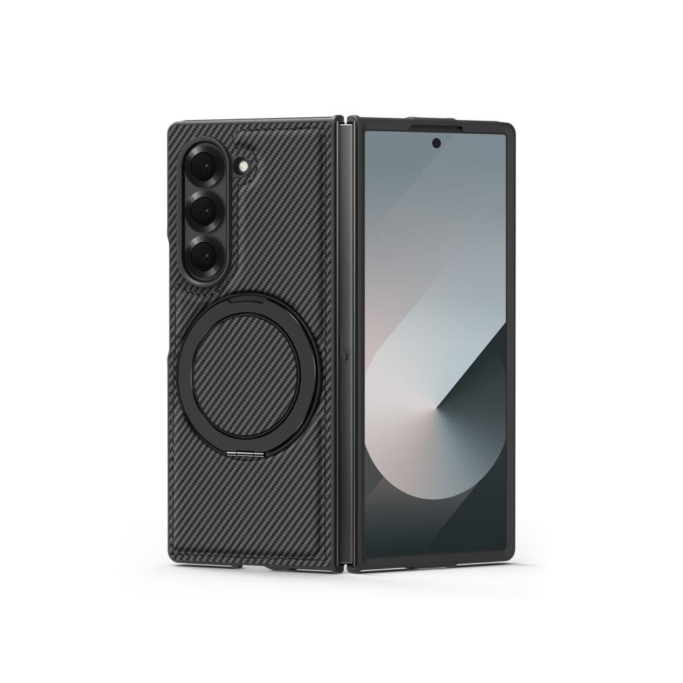 Compatible Gift Samsung Galaxy Z Fold3 5G Kevlar Carbon Fiber 360 Rotating Magsafe Stand Phone Case (Black):For Samsung Galaxy Z Fold3 5G Black 8023556359103