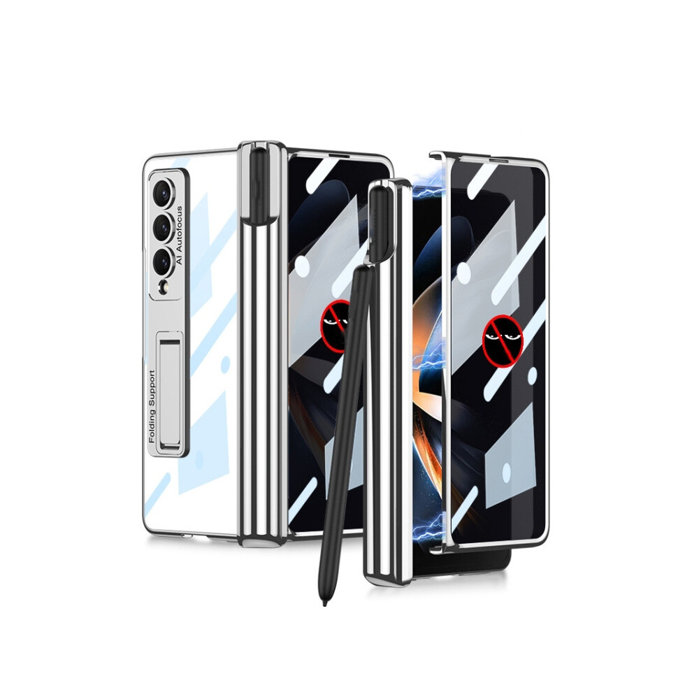 Magnetic Folding Hinge Privacy Phone Case Compatible Gift Samsung Galaxy Z Fold4 (Glow-In-The- Silver):Silvery Dark/Silver 7433040369296