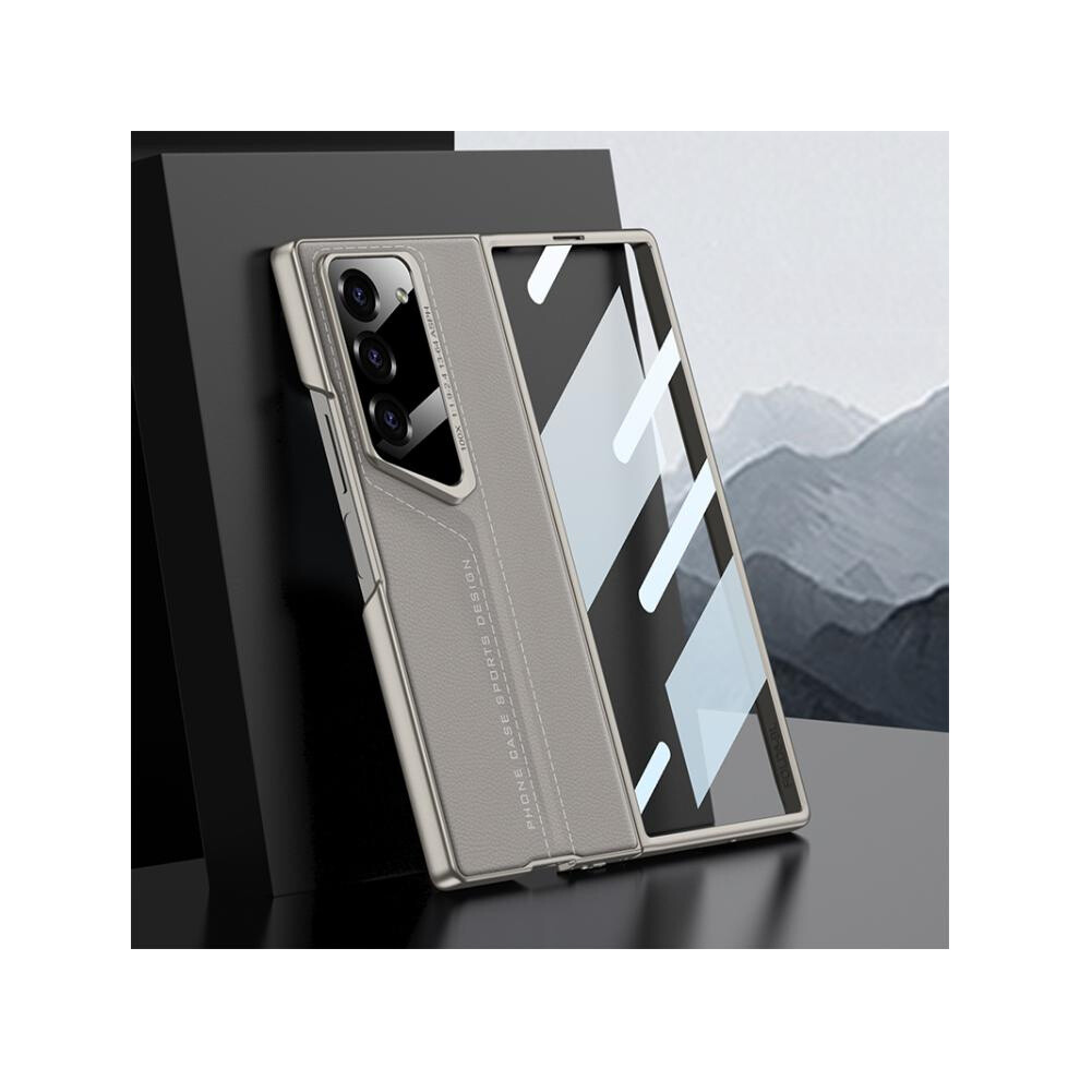 Gkk Integrated Leather Phone Case Compatible Gift Samsung Galaxy Z Fold6 (Titanium ):For Samsung Galaxy Z Fold6 Gray 3175240381510