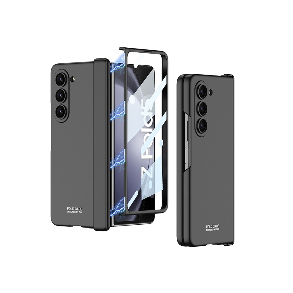 Gkk Integrated Magnetic Folding Hinge Full Coverage Phone Case Compatible Gift Samsung Galaxy Z Fold5 (Cool ):For Samsung Galaxy Z Fold5 Black 5421786257641