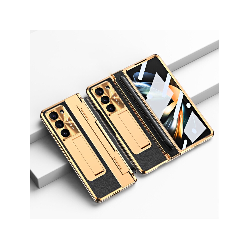 Compatible Gift Samsung Galaxy Z Fold5 5G Shield Series Integrated Protective Case With Pen Slot And Stylus ( + Black):For Samsung Galaxy Z Fold5 Gold 4552314290395