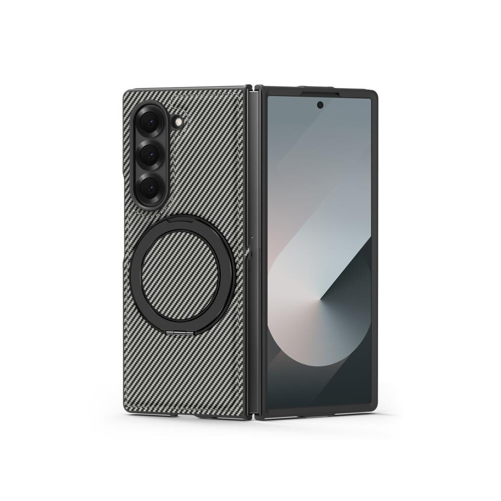 Compatible Gift Samsung Galaxy Z Fold6 5G Kevlar Carbon Fiber 360 Rotation Magsafe Holder Phone Case(Gray):For Samsung Galaxy Z Fold6 5G Gray 3175240381152