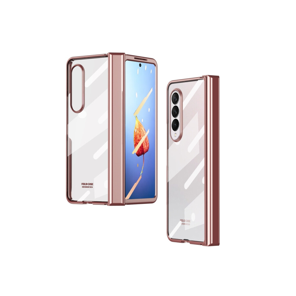 Compatible Gift Samsung Galaxy Z Fold4 Full Body Integrated Electroplating Hinge Phone Case(Rose ):Rose Gold 3248990255353