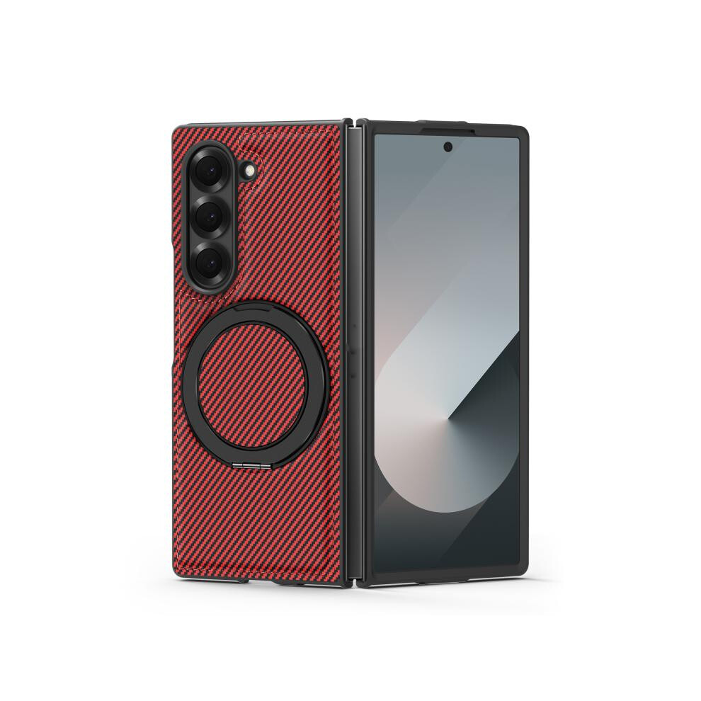 Compatible Gift Samsung Galaxy Z Fold5 5G Kevlar Carbon Fiber 360 Rotating Magsafe Stand Phone Case (Red):For Samsung Galaxy Z Fold5 5G Red 5484829341431