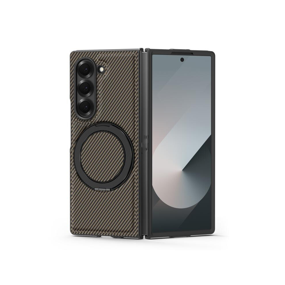 Compatible Gift Samsung Galaxy Z Fold3 5G Kevlar Carbon Fiber 360 Rotating Magsafe Stand Phone Case (Coffee):For Samsung Galaxy Z Fold3 5G 8023556359110