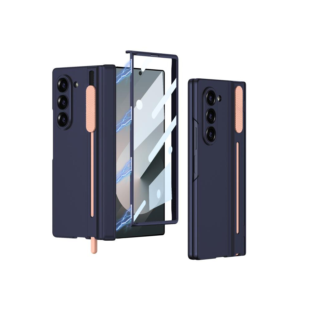 Gkk Integrated Case And Screen Protector Compatible Gift Samsung Galaxy Z Fold6, Magnetic Folding Hinge With Adjustable Settings And Pen Slot (Blue): Blue 3581503314360