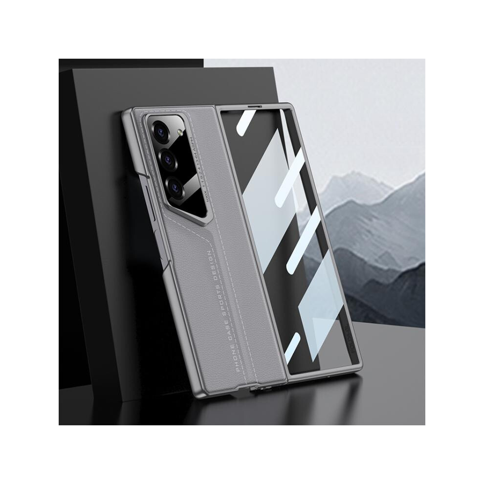 Compatible Gift Samsung Galaxy Z Fold6 Gkk Integrated Blade Leather Full Coverage Phone Case(Mountain ):For Samsung Galaxy Z Fold6 Gray 3175240381497