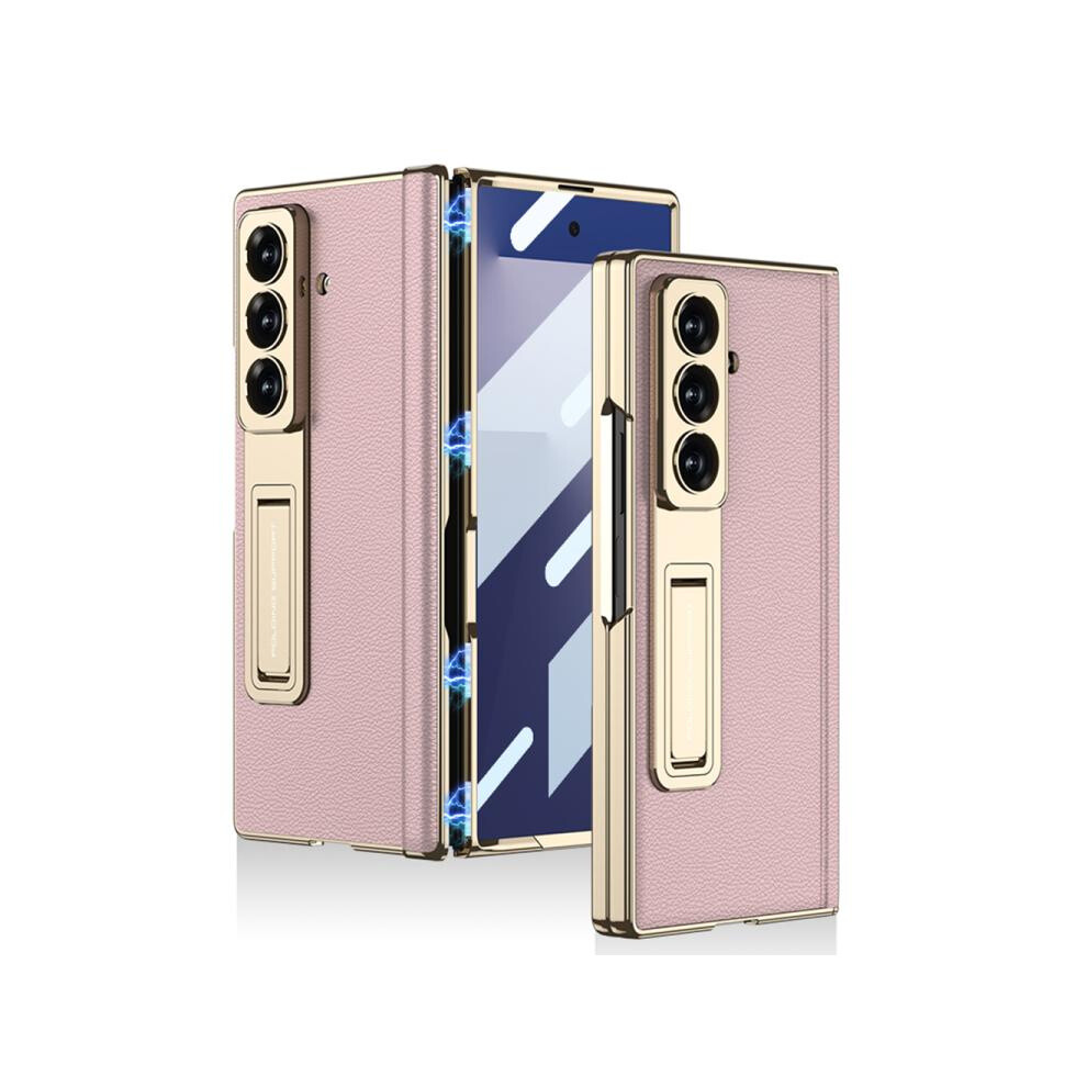 Compatible Gift Samsung Galaxy Z Fold7 5G Gkk Integrated Magnetic Phantom Leather Hinge Phone Case With Holder(Pink):For Samsung Galaxy Z Fold7 5G Pink 5421786257856