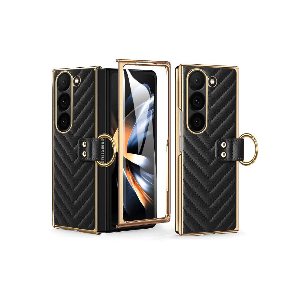 Vietao Dream Series Ring Pu Phone Case Compatible Gift Samsung Galaxy Z Fold5 (Black):For Samsung Galaxy Z Fold5 Black 3581503314421