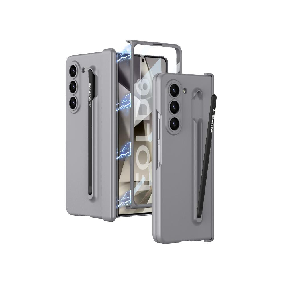 Compatible Gift Samsung Galaxy Z Fold6 Gkk Magnetic Integrated Phone Case With Pen Slots, Include Pen(Mountain ):For Samsung Galaxy Z Fold6 Gray 5421786257467
