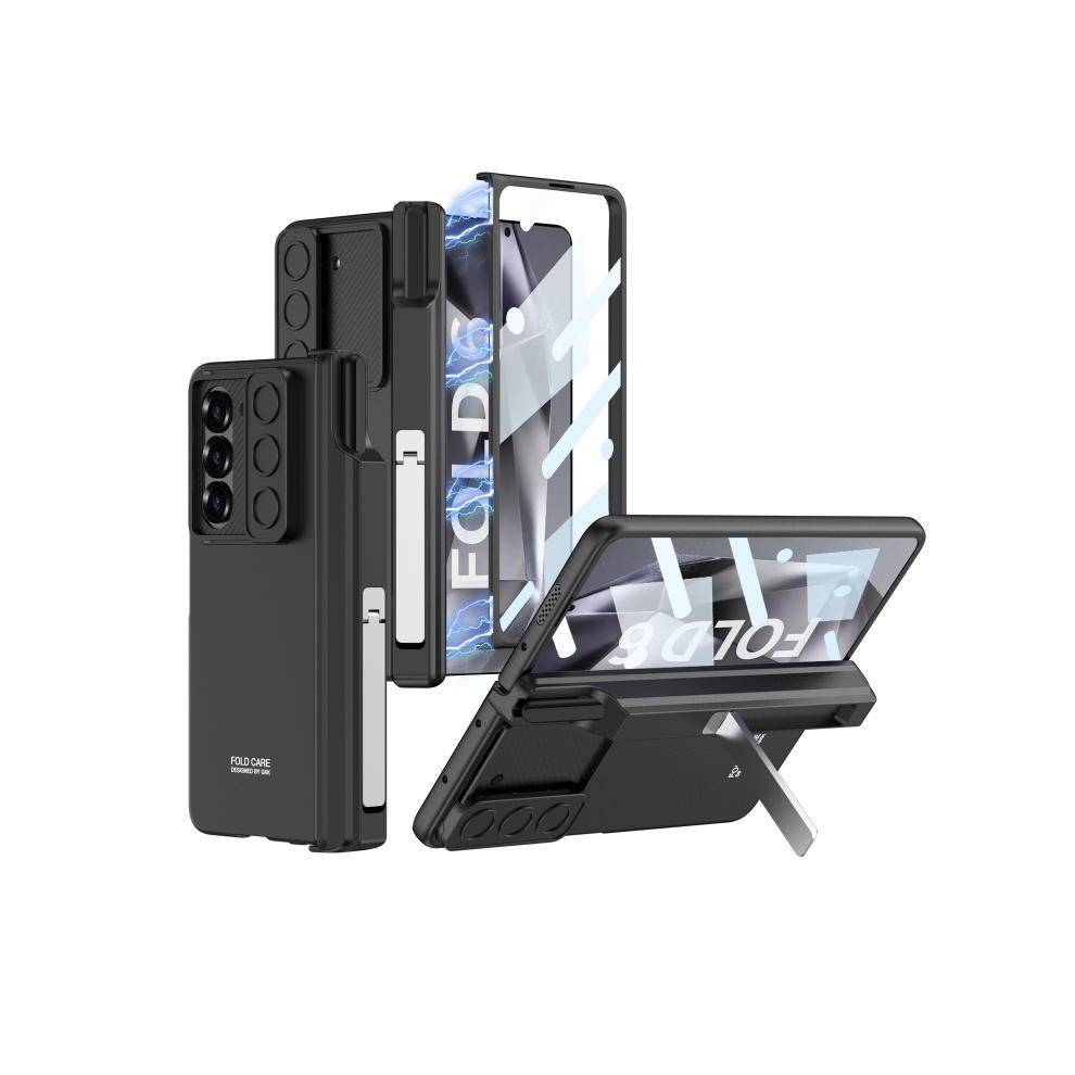 Compatible Gift Samsung Galaxy Z Fold6 Gkk Integrated Magnetic Folding Hinge Sliding Lens Cover Phone Case With Pen Slots(Black):For Samsung Galaxy Z Black 5421786257580