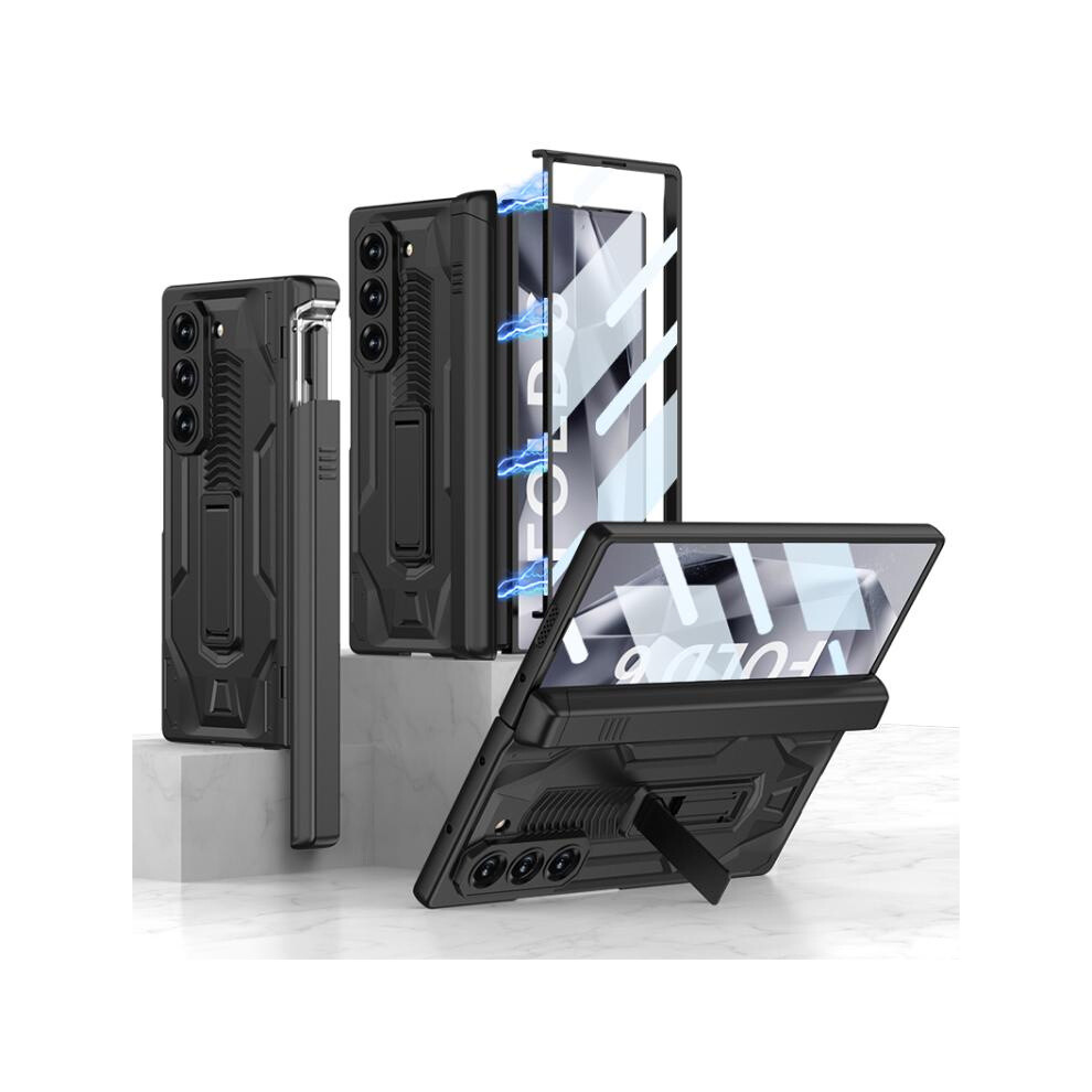 Gkk Integrated Magnetic Folding Slider Phone Case With Pen Case Compatible Gift Samsung Galaxy Z Fold6 (Black):For Samsung Galaxy Z Fold6 Black 5421786257566