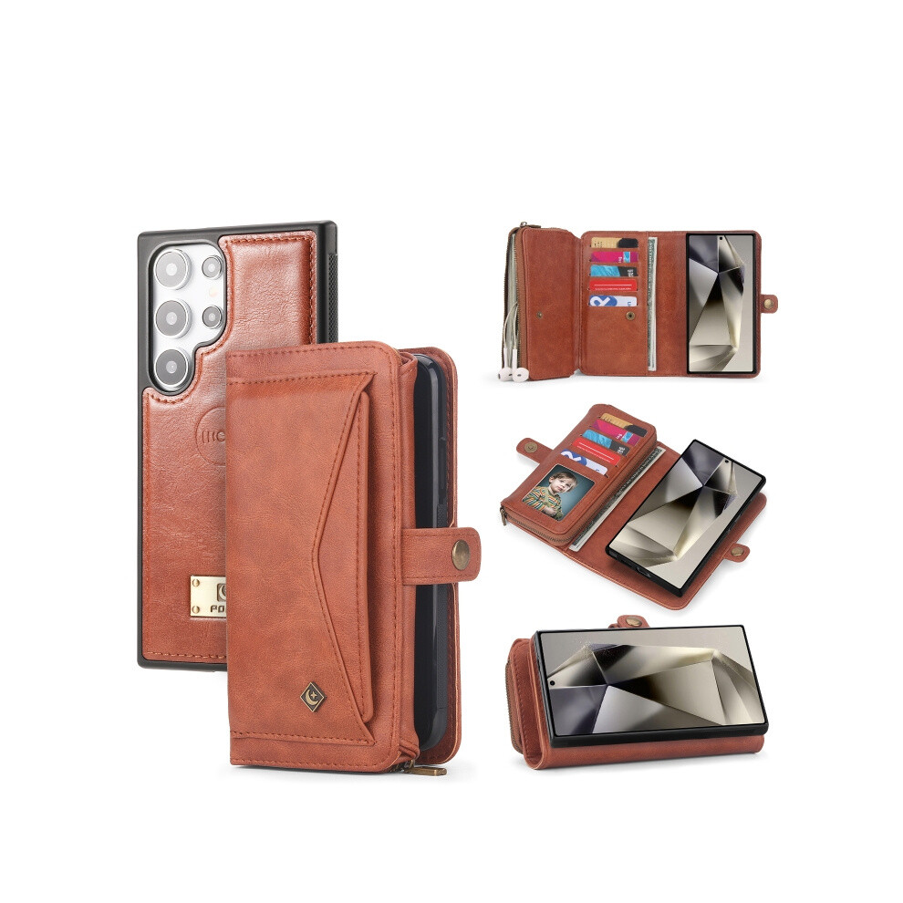 Multi-Functional Zipper Wallet Case Compatible Gift Samsung Galaxy S24+ 5G (Orange):For Samsung Galaxy S24+ 5G Orange 7634938127244